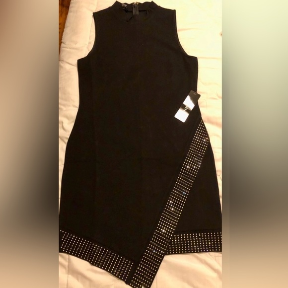 Bebe Asymmetric Hem Embellished Mini Dress - Picture 7 of 7